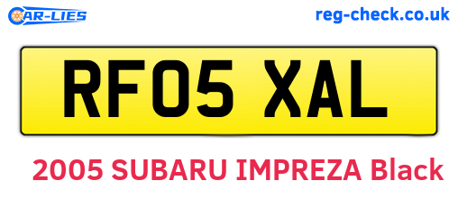 RF05XAL are the vehicle registration plates.