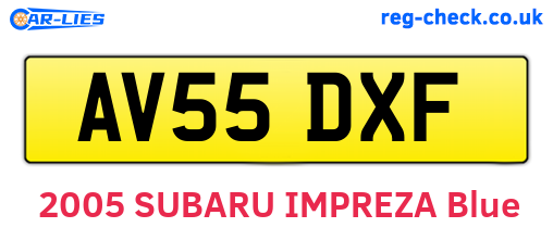 AV55DXF are the vehicle registration plates.