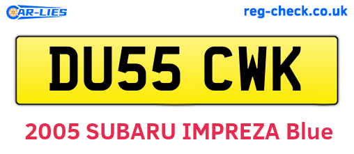 DU55CWK are the vehicle registration plates.