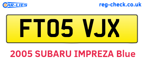 FT05VJX are the vehicle registration plates.