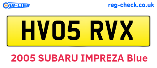 HV05RVX are the vehicle registration plates.