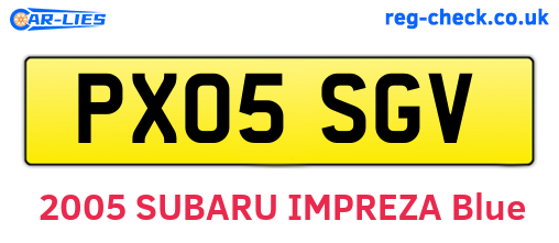 PX05SGV are the vehicle registration plates.