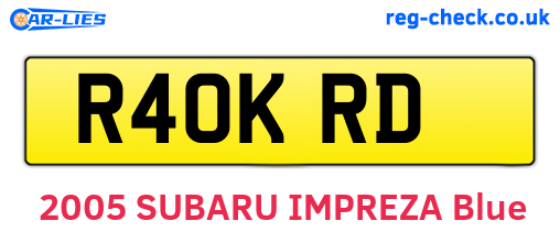 R40KRD are the vehicle registration plates.