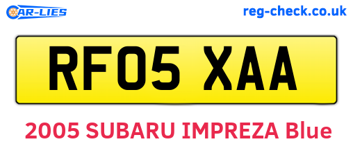 RF05XAA are the vehicle registration plates.