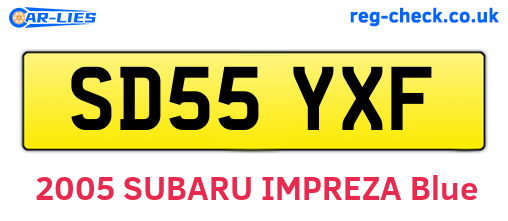 SD55YXF are the vehicle registration plates.