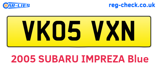 VK05VXN are the vehicle registration plates.