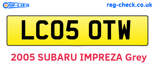 LC05OTW are the vehicle registration plates.