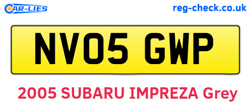 NV05GWP are the vehicle registration plates.