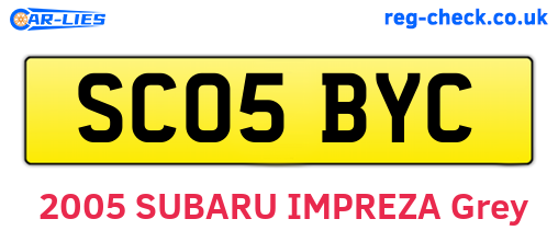 SC05BYC are the vehicle registration plates.