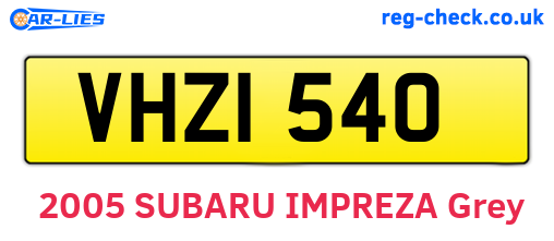 VHZ1540 are the vehicle registration plates.