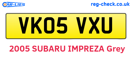 VK05VXU are the vehicle registration plates.