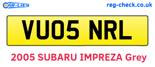 VU05NRL are the vehicle registration plates.