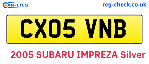 CX05VNB are the vehicle registration plates.