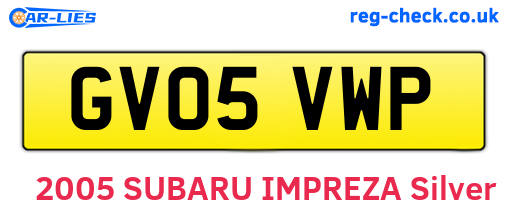 GV05VWP are the vehicle registration plates.