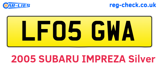 LF05GWA are the vehicle registration plates.