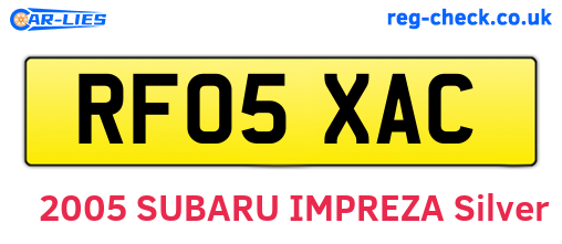 RF05XAC are the vehicle registration plates.