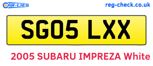 SG05LXX are the vehicle registration plates.