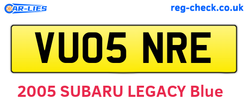 VU05NRE are the vehicle registration plates.