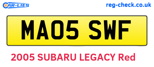 MA05SWF are the vehicle registration plates.