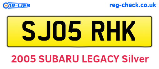 SJ05RHK are the vehicle registration plates.