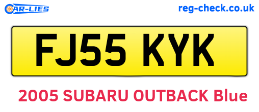 FJ55KYK are the vehicle registration plates.