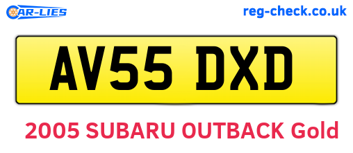 AV55DXD are the vehicle registration plates.