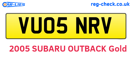 VU05NRV are the vehicle registration plates.