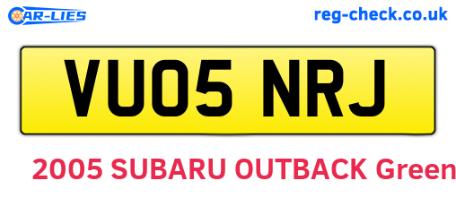 VU05NRJ are the vehicle registration plates.