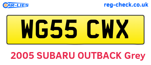 WG55CWX are the vehicle registration plates.