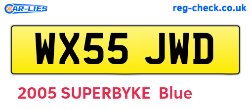 WX55JWD are the vehicle registration plates.