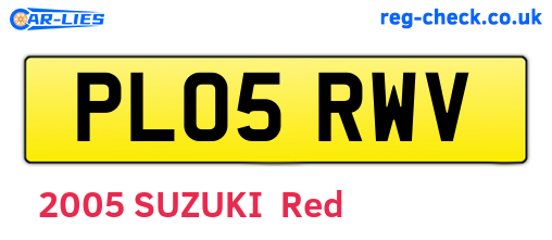 PL05RWV are the vehicle registration plates.