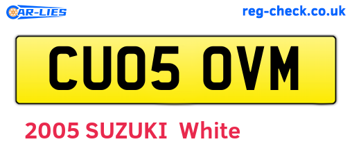 CU05OVM are the vehicle registration plates.