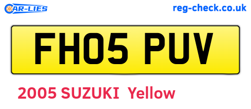 FH05PUV are the vehicle registration plates.