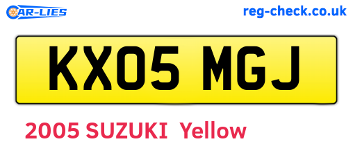KX05MGJ are the vehicle registration plates.