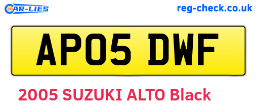 AP05DWF are the vehicle registration plates.