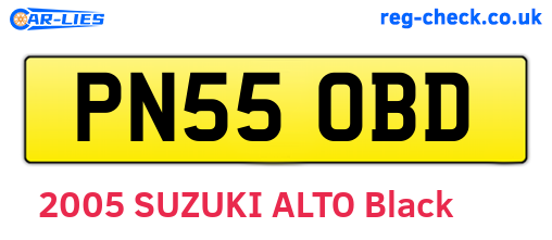 PN55OBD are the vehicle registration plates.