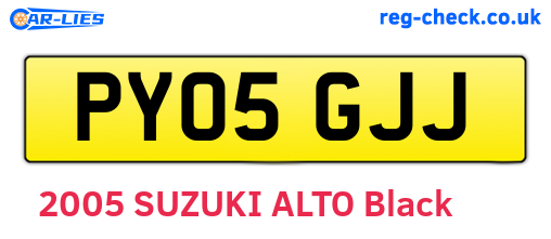 PY05GJJ are the vehicle registration plates.