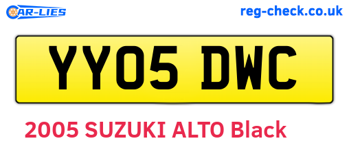 YY05DWC are the vehicle registration plates.
