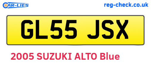 GL55JSX are the vehicle registration plates.