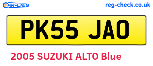 PK55JAO are the vehicle registration plates.