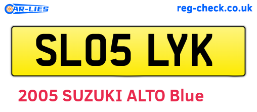 SL05LYK are the vehicle registration plates.