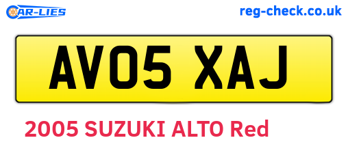 AV05XAJ are the vehicle registration plates.