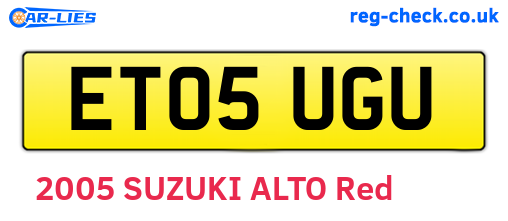 ET05UGU are the vehicle registration plates.