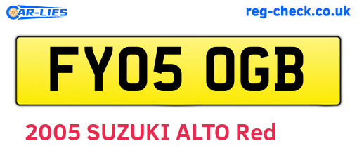 FY05OGB are the vehicle registration plates.