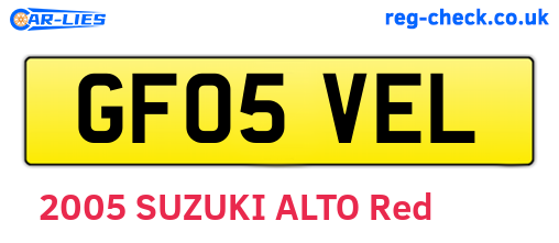 GF05VEL are the vehicle registration plates.