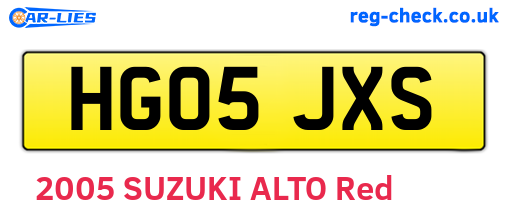HG05JXS are the vehicle registration plates.