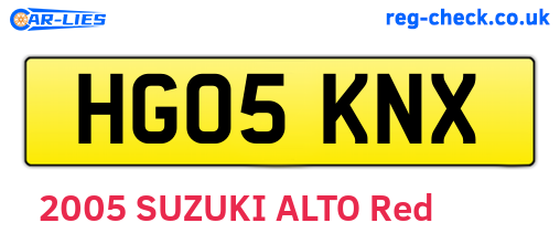 HG05KNX are the vehicle registration plates.