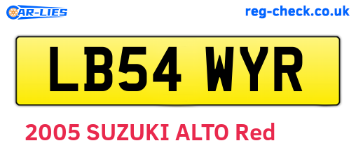 LB54WYR are the vehicle registration plates.