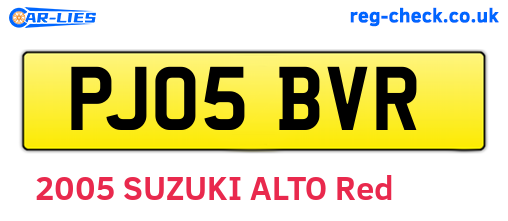 PJ05BVR are the vehicle registration plates.
