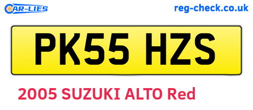PK55HZS are the vehicle registration plates.